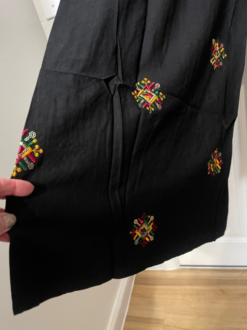 Rhea Charlotte Black Side Flap Viscose Pants With Sequin Embroidery Size S/M NWT - Picture 10 of 12